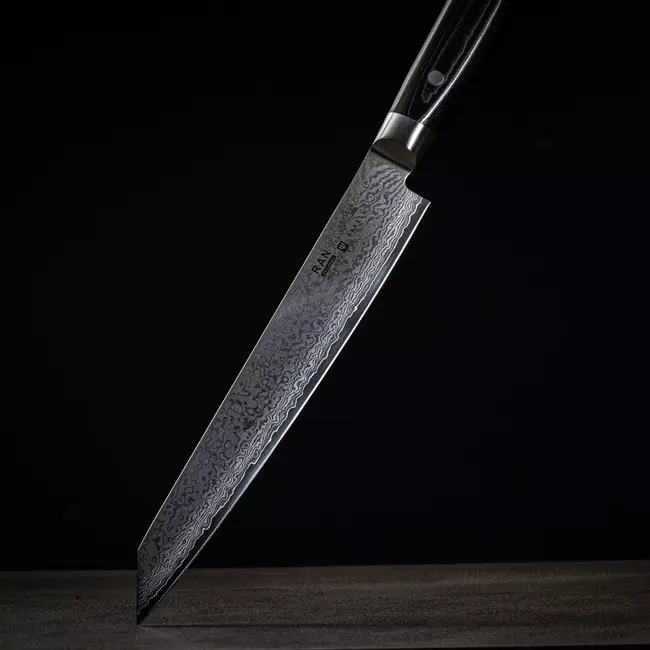 Yaxell Ran Sujihiki 25,5 cm – Sushimes / Fileermes – 69 Lagen Damaststaal – VG10 Staal – 61 HRC – Canvas-Micarta Heft