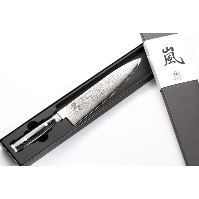 Yaxell Ran Koksmes 24 cm – 69 Lagen Damaststaal – VG10 Staal – 61 HRC – Canvas-Micarta Heft