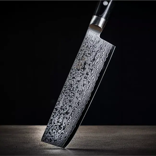Yaxell Ran Nakiri Koksmes 16,5 cm – 69 Lagen Damaststaal – VG10 Staal – 61 HRC – Canvas-Micarta Heft