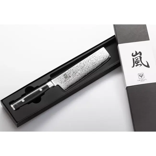 Yaxell Ran Nakiri Koksmes 16,5 cm – 69 Lagen Damaststaal – VG10 Staal – 61 HRC – Canvas-Micarta Heft