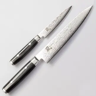 Yaxell Ran Messenset – Giftset – 2-delig – Koksmes 20 cm & Universeelmes 12 cm – 69 Lagen Damaststaal – VG10 Staal – 61 HRC – Canvas-Micarta Heft