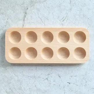 HOCHO Noire eierhouder van massief beukenhout voor 10 eieren, stijlvolle keukenblikvanger met gladde wasafwerking, 235 x 100 x 20 mm