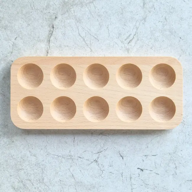 HOCHO Noire eierhouder van massief beukenhout voor 10 eieren, stijlvolle keukenblikvanger met gladde wasafwerking, 235 x 100 x 20 mm