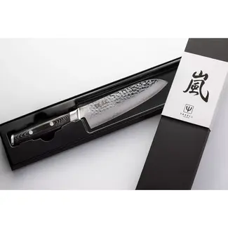 Yaxell Tsuchimon Santoku Koksmes 16,5 cm – VG10 Staal – Gehamerd Lemmet – Micarta Heft