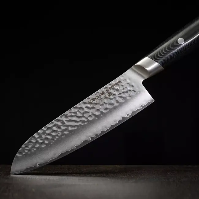 Yaxell Tsuchimon Santoku Koksmes 16,5 cm – VG10 Staal – Gehamerd Lemmet – Micarta Heft