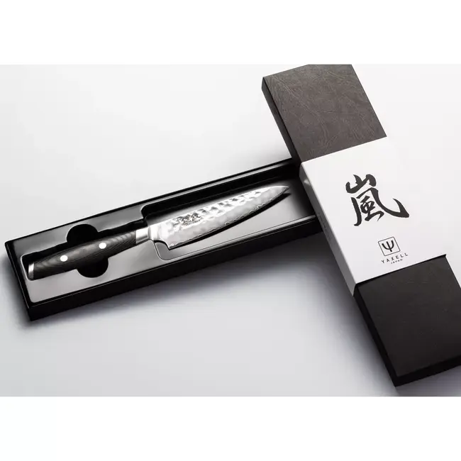 Yaxell Tsuchimon Universeelmes 12 cm – VG10 Staal – Gehamerd Lemmet – Micarta Heft