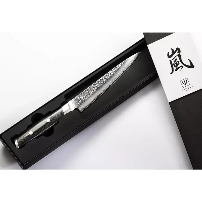 Yaxell Tsuchimon Vleesmes 18 cm – VG10 Staal – Gehamerd Lemmet – Micarta Heft