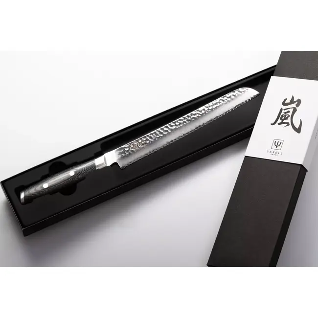 Yaxell Tsuchimon Broodmes 23 cm – VG10 Staal – Gehamerd Lemmet – Micarta Heft
