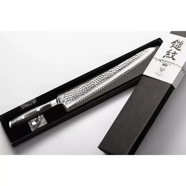 Yaxell Tsuchimon Broodmes 27 cm – VG10 Staal – Gehamerd Lemmet – Micarta Heft