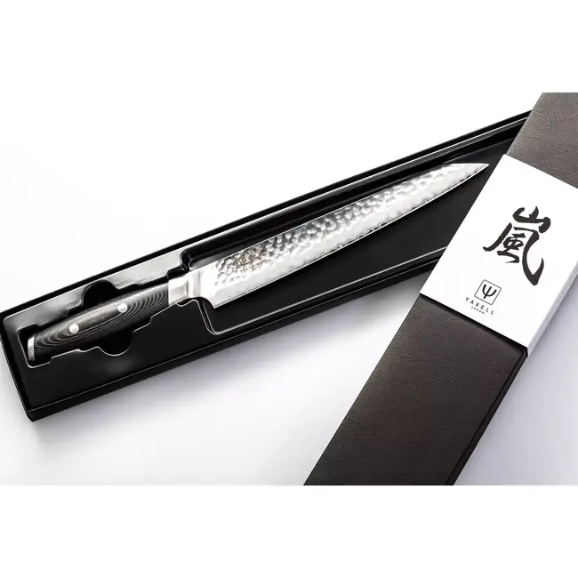 Yaxell Tsuchimon Sujihiki 23 cm – VG10 Staal – Gehamerd Lemmet – Micarta Heft