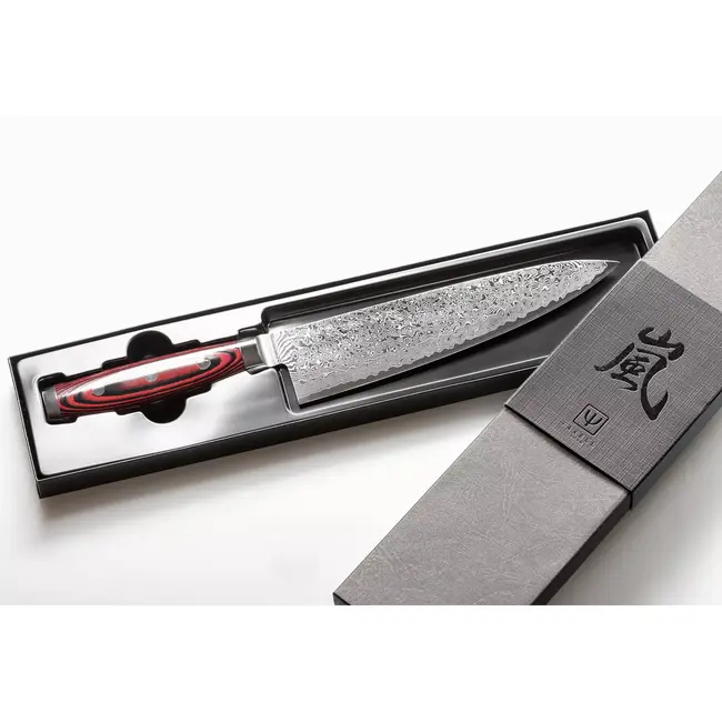 Yaxell Super Gou Koksmes 20 cm – 161 Lagen Damaststaal – SG2 Staal – 63 HRC – Canvas-Micarta Heft