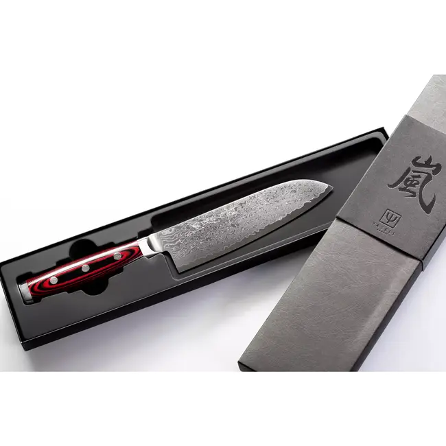 Yaxell Super Gou Santoku Koksmes 16,5 cm – 161 Lagen Damaststaal – SG2 Staal – 63 HRC – Canvas-Micarta Heft