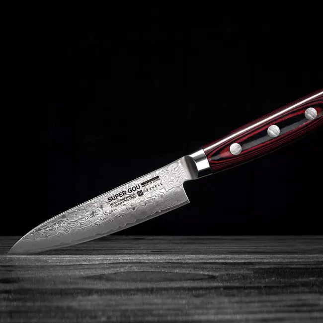 Yaxell Super Gou Universeelmes 12 cm – 161 Lagen Damaststaal – SG2 Staal – 63 HRC – Canvas-Micarta Heft