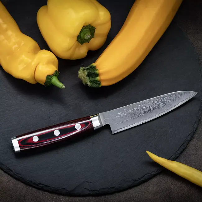 Yaxell Super Gou Universeelmes 12 cm – 161 Lagen Damaststaal – SG2 Staal – 63 HRC – Canvas-Micarta Heft