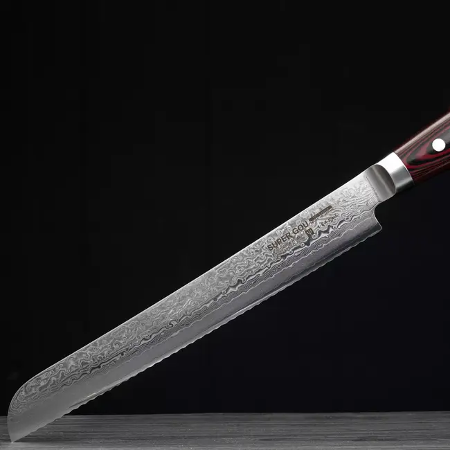 Yaxell Super Gou Broodmes 23 cm – 161 Lagen Damaststaal – SG2 Staal – 63 HRC – Canvas-Micarta Heft