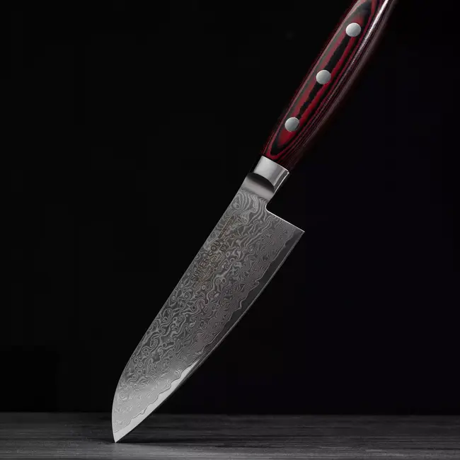 Yaxell Super Gou Santoku Koksmes – 12,5 cm – 161 Lagen Damaststaal – SG2 Staal – 63 HRC – Canvas-Micarta Heft