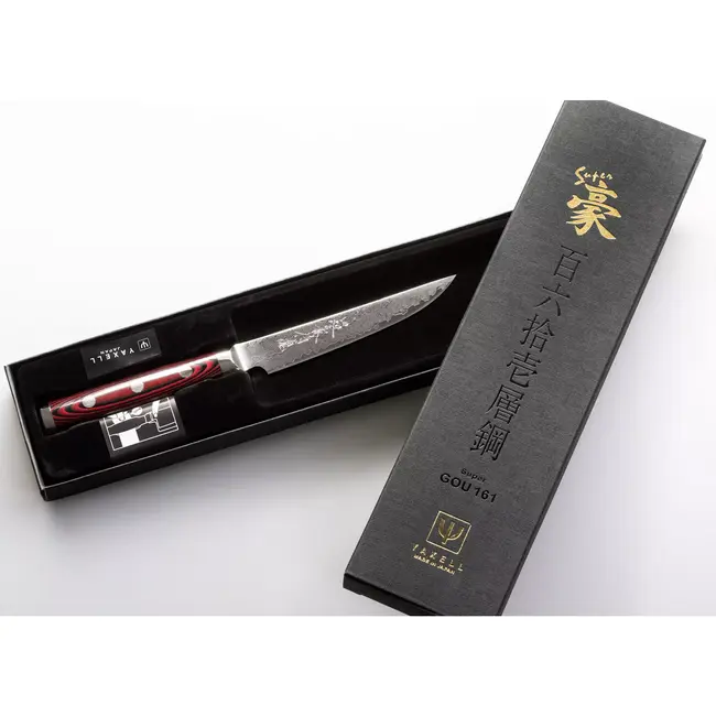 Yaxell Super Gou Steakmes – 12 cm – 161 Lagen Damaststaal – SG2 Staal – 63 HRC – Canvas-Micarta Heft