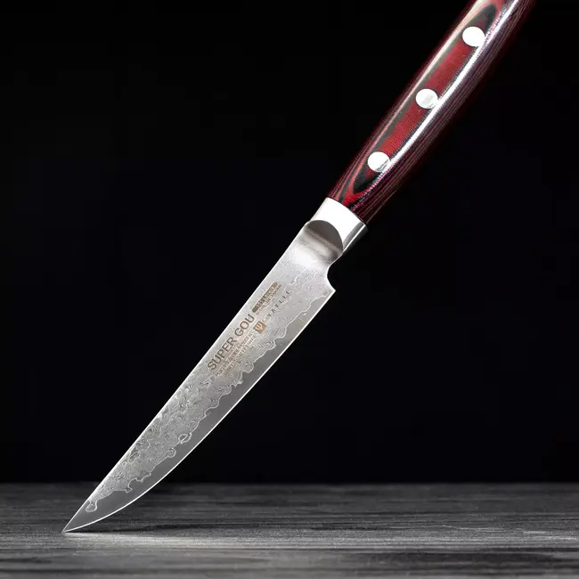 Yaxell Super Gou Steakmes – 12 cm – 161 Lagen Damaststaal – SG2 Staal – 63 HRC – Canvas-Micarta Heft