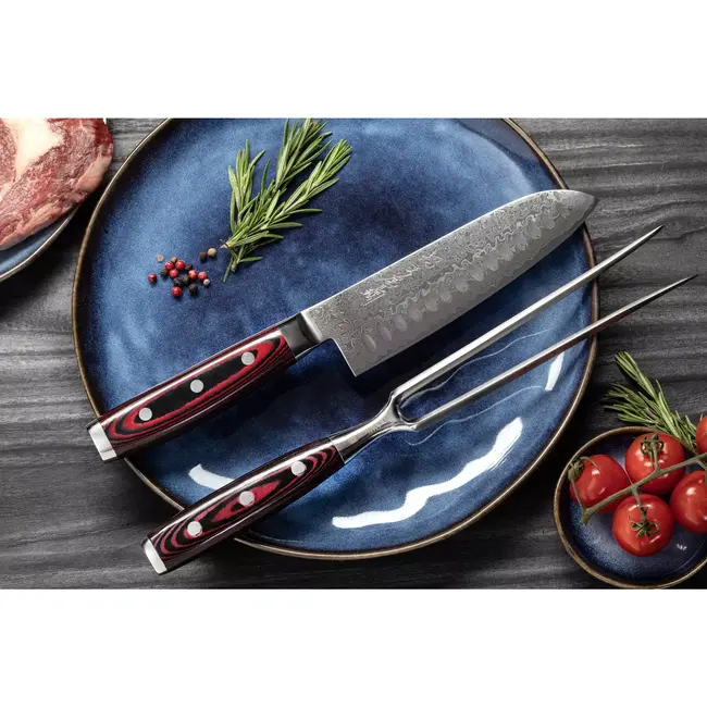 Yaxell Super Gou Vleesvork 16 cm – 161 Lagen Damaststaal – SG2 Staal – 63 HRC – Canvas-Micarta Heft