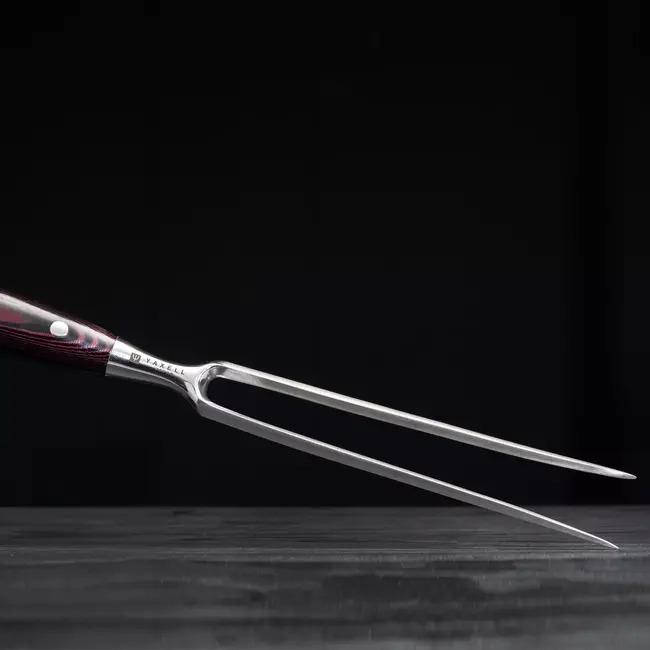 Yaxell Super Gou Vleesvork 16 cm – 161 Lagen Damaststaal – SG2 Staal – 63 HRC – Canvas-Micarta Heft