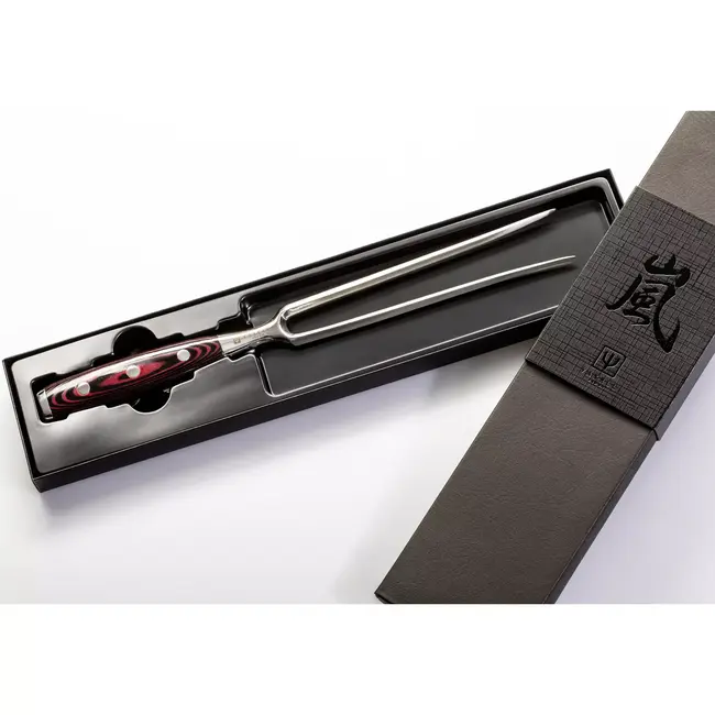 Yaxell Super Gou Vleesvork 16 cm – 161 Lagen Damaststaal – SG2 Staal – 63 HRC – Canvas-Micarta Heft