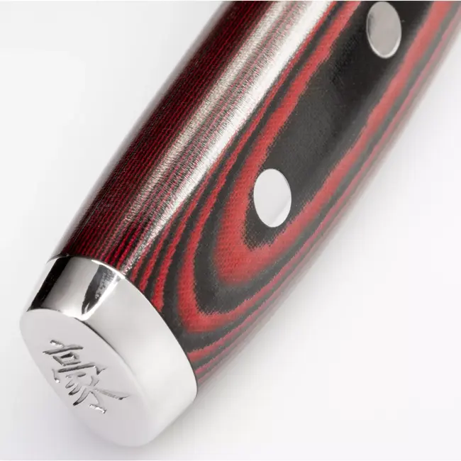 Yaxell Super Gou Santoku Mes met Kuiltjes 16,5 cm – 161 Lagen Damaststaal – SG2 Staal – 63 HRC – Canvas-Micarta Heft