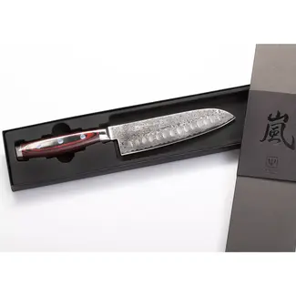 Yaxell Super Gou Santoku Mes met Kuiltjes 16,5 cm – 161 Lagen Damaststaal – SG2 Staal – 63 HRC – Canvas-Micarta Heft