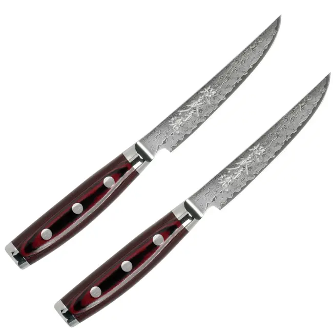 Yaxell Super Gou Steakmessenset 12 cm – 2-delig – 161 Lagen Damaststaal – SG2 Staal – 63 HRC – Canvas-Micarta Heft