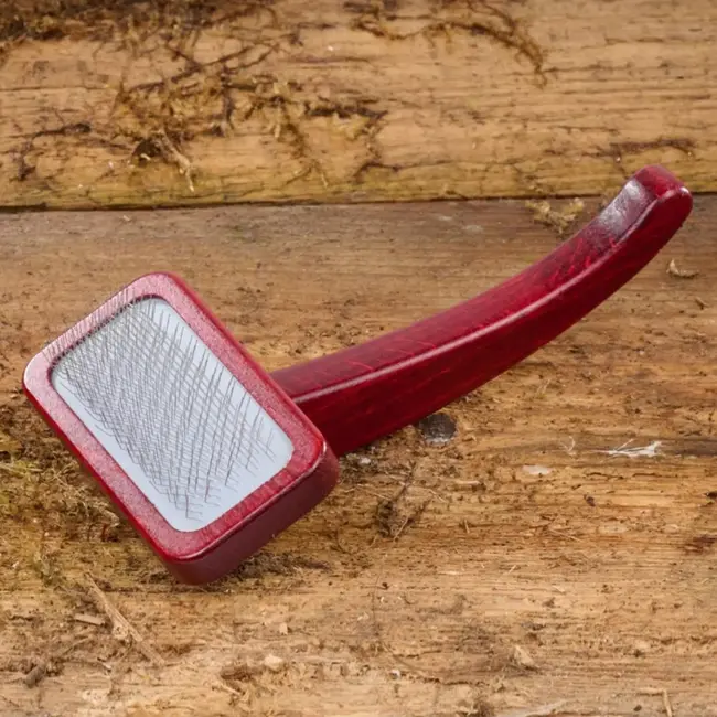 Mars Coat-King Professionele hondenborstel – Slicker en ontwarringsborstel – Beukenhouten handvat – Roestvrijstalen pinnen