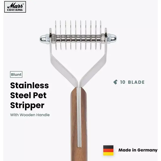 Mars Coat-King Uitdunkam voor Dierenvachten – Middelgroot – 3,5 mm – 10 Messen – Houten Handvat