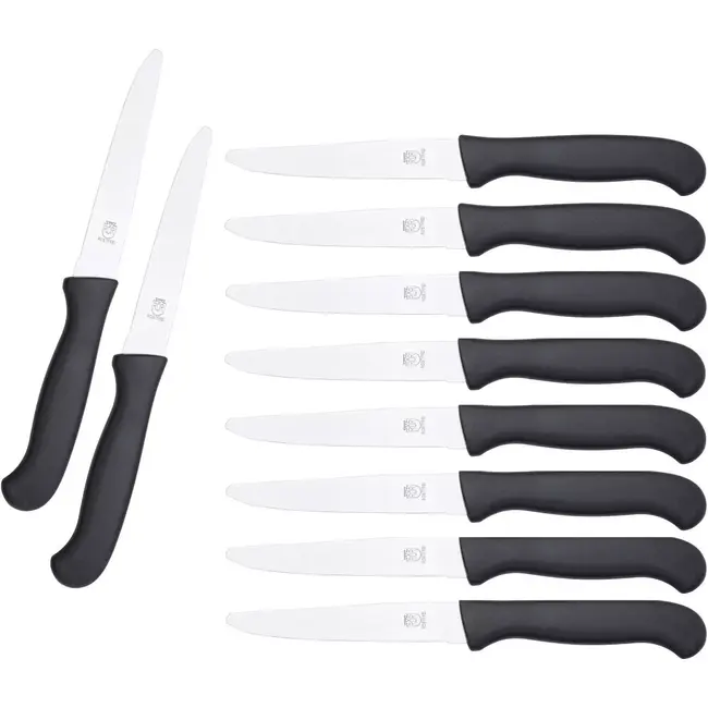 RÖR Solingen Tafelmes – RVS – Lemmet 10,5 cm – Zwart Kunststof – 10 stuks