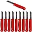 Solingen Schilmesje – RVS Glad – 16 cm met Blade Cover – Rood – 10 Stuks