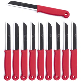 Solingen Schilmesje – RVS Glad – 18,5 cm met Blade Cover – Rood – 10 stuks