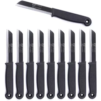 Solingen Schilmesje – RVS Glad – 18,5 cm met Blade Cover – Zwart – 10 stuks