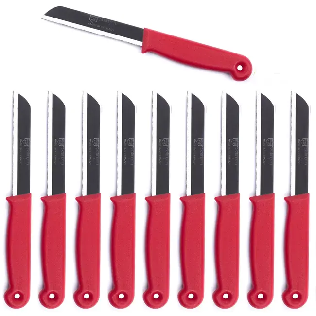 Solingen Kartelmes – Tomatenmes met Kartel – RVS – 18,5 cm met Blade Cover – Rood – 10 stuks