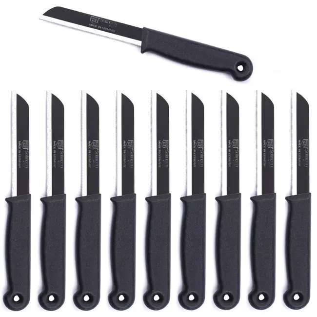 Solingen Kartelmes – Tomatenmes met Kartel – RVS – 18,5 cm met Blade Cover – Zwart – 10 stuks
