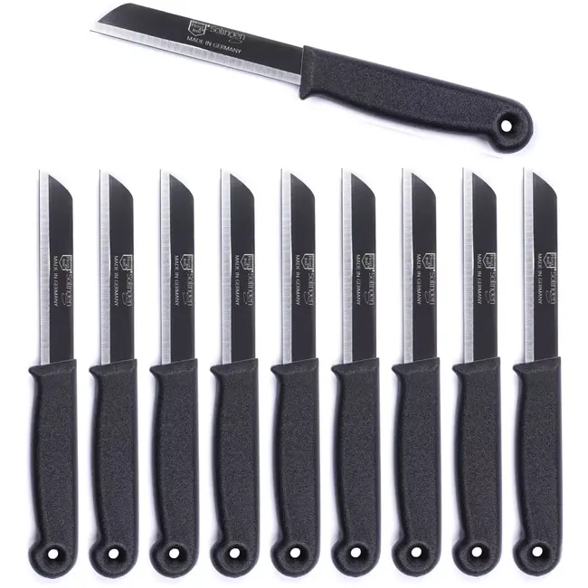 Solingen Schilmesje – RVS Glad – 18,5 cm met Blade Cover – Zwart – 500 Stuks