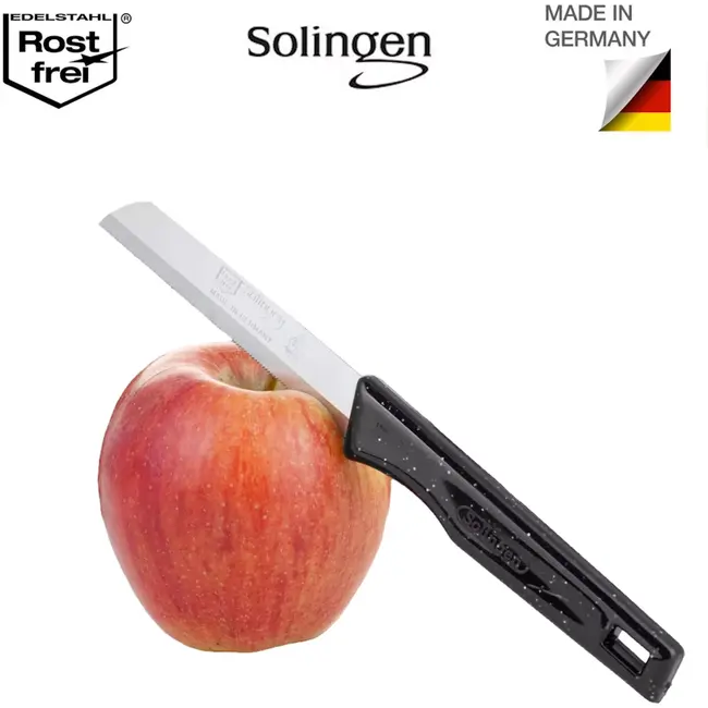 Solingen Kartelmes – Tomatenmes met Kartel – RVS – 18,5 cm met Blade Cover – Zwart Glitter – 6 stuks