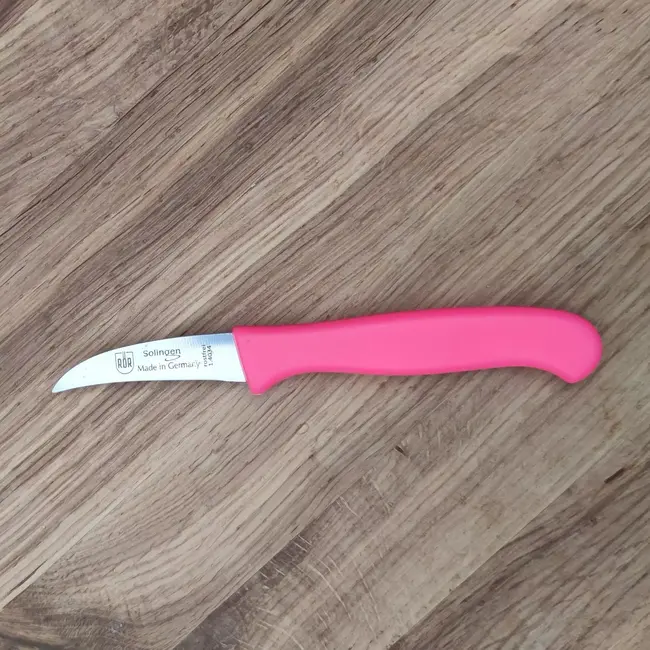 RÖR Solingen Schilmesje Krom / Gebogen – Kunststof Handvat – RVS Lemmet – Neon Roze