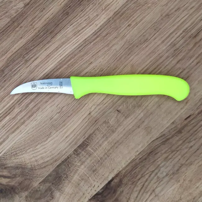 RÖR Solingen Schilmesje Krom / Gebogen – Kunststof Handvat – RVS Lemmet – Neon Geel