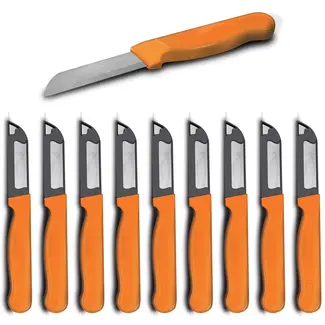 Solingen Schilmesje Robuust Handvat – RVS Glad – 16 cm met Blade Cover – Oranje – 10 stuks