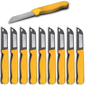 Solingen Schilmesje Robuust Handvat – RVS Glad – 16 cm met Blade Cover – Geel – 10 stuks