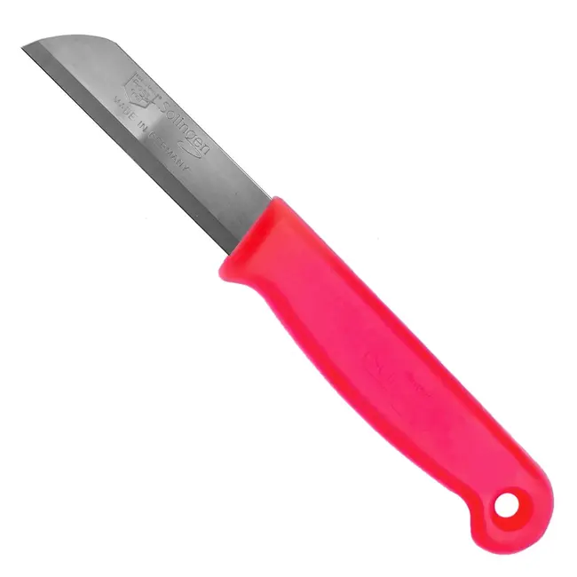 Solingen Schilmesje – RVS – Glad – 16 cm met Blade Cover – Neon Rood