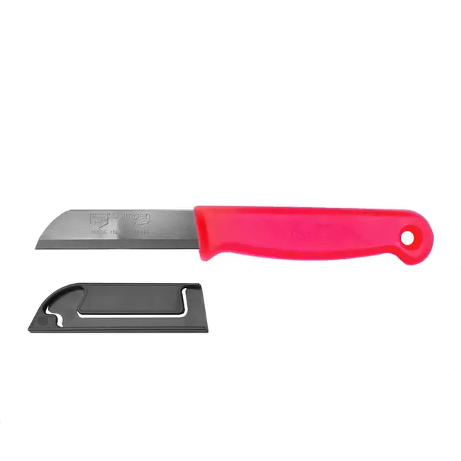 Solingen Schilmesje – RVS – Glad – 16 cm met Blade Cover – Neon Rood