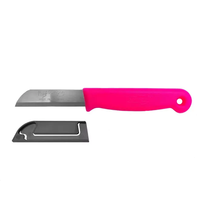 Solingen Schilmesje – RVS – Glad – 16 cm met Blade Cover – Neon Roze