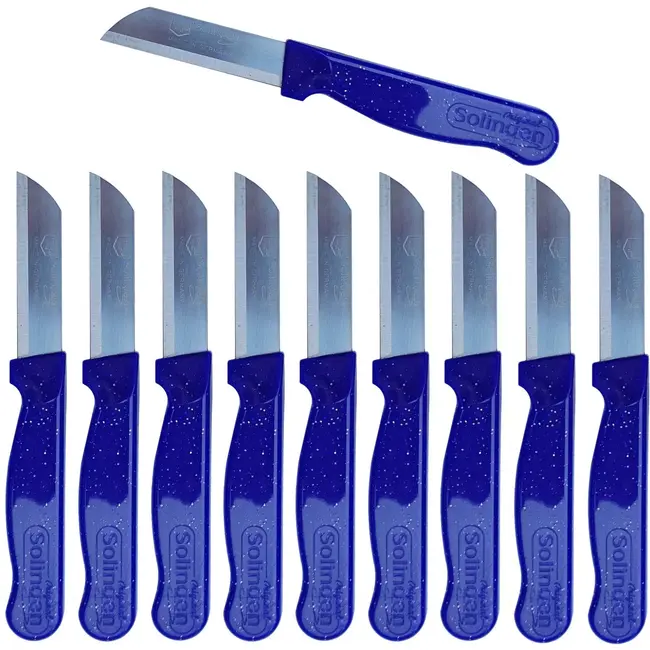 Solingen Schilmesje Robuust Handvat – RVS Glad – 16 cm met Blade Cover – Paars Glitter – 10 stuks