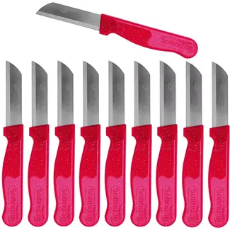 Solingen Schilmesje Robuust Handvat – RVS Glad – 16 cm met Blade Cover – Rood Glitter – 10 stuks