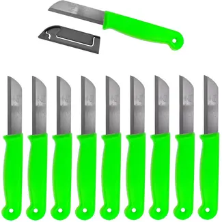 Solingen Schilmesje – RVS – Glad – 16 cm met Blade Cover – Neon Groen – 10 stuks