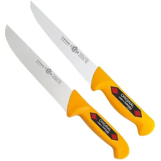 Eikaso Solingen Slagers- en universeelmes set – ergonomisch – geel – 15 cm en 13 cm lemmet
