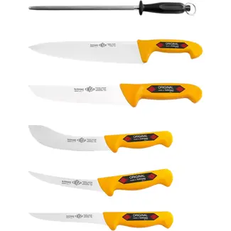 Eikaso Solingen Professionele 6-delige messenset – roestvrij staal – ergonomische handvatten – Duitse kwaliteit – geel